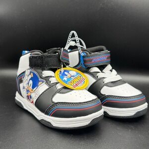 Toddler Boys Sonic The Hedgehog Sneakers Size 7 High Top‎ Hook Loop